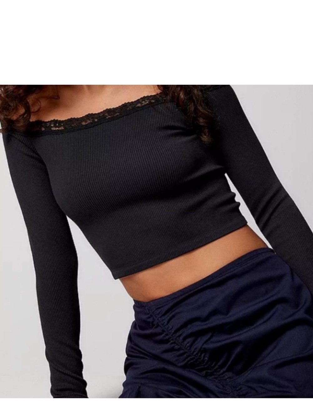 Urban outfitters lace trim long sleeve top - Picture 2 of 5